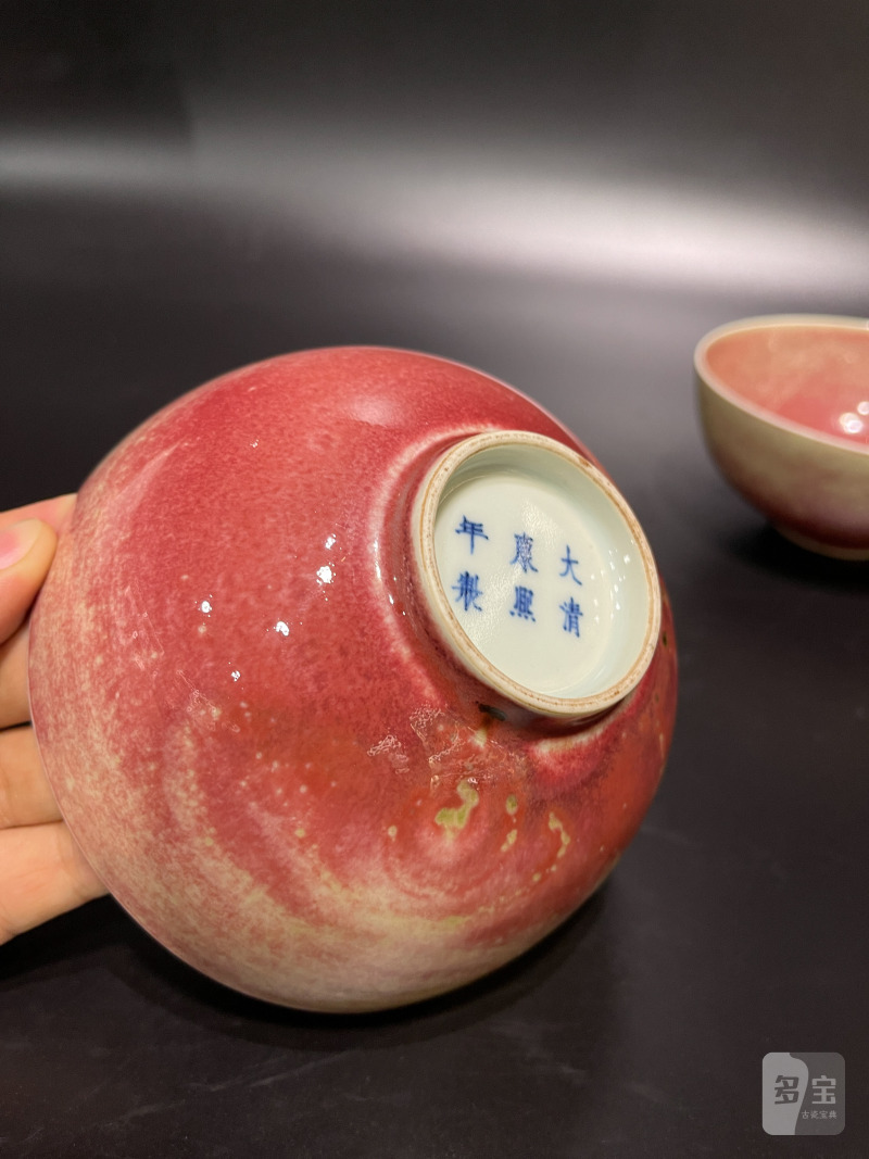 清 豇豆红釉碗一对 - 图9